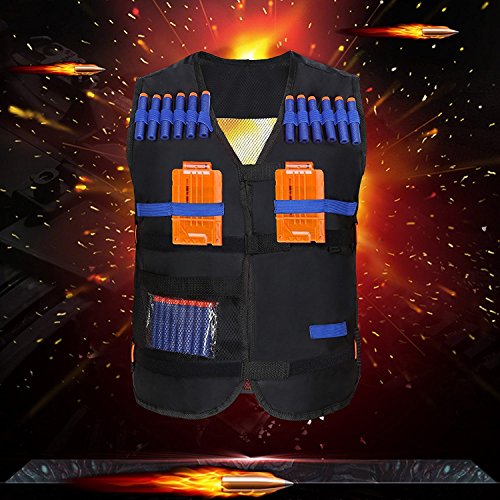 KINGSOO Tactical Vest Kit for Nerf N-Strike Elite Series Tactical Gear Include Vests Glasses Scarves Clips Bullets (Set1) - Thumbnail 5