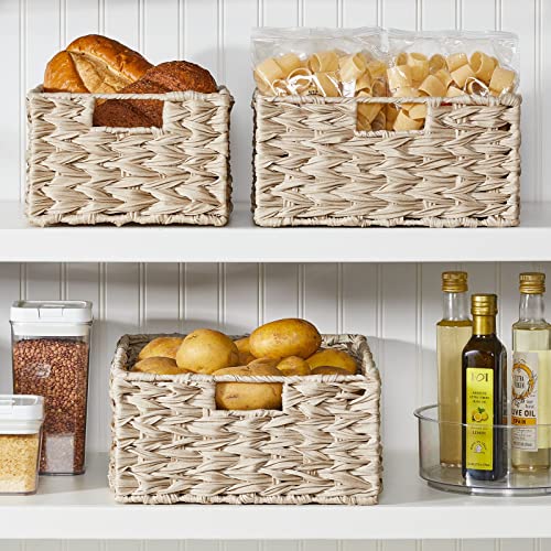 mDesign Woven Farmhouse Kitchen Pantry Food Storage Organizer Basket