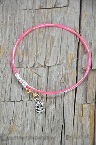 Neon Pink Black Light Reflective Guitar String Bracelet
