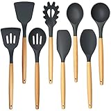 Silicone And Wooden Kitchen Utensils Set - 8 Piece