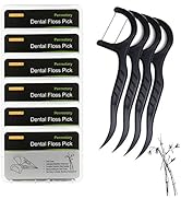 Permotary 6 Packs Bamboo Charcoal Dental Floss Picks Ultra-fine Smoother Portable Household Oral ...