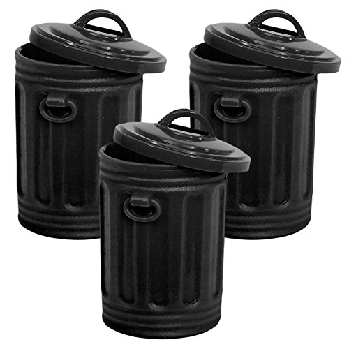 Set of 3 Black Trash Cans for WWE Wrestling Action Figures