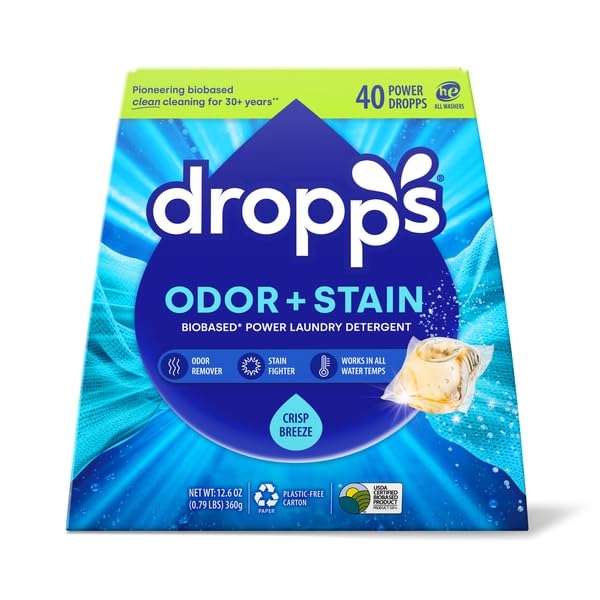 DROPPS, POWER LAUNDRY DETERGENT, CRISP BREEZE, 40 COUNT