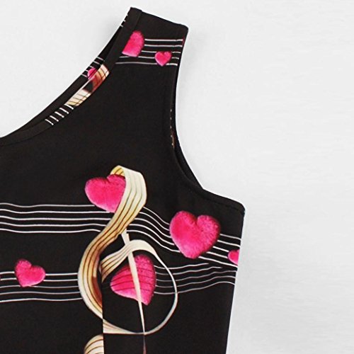 image for Elogoog Womens Vintage Musical Note Sleeveless Love Heart Printed Part