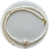 Handmade Natural Material Necklace,Freshwater Pearl,14K Gold-Plated, Versatile Style, Jewelry Gift for Women&Teen Girls