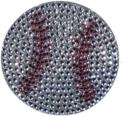 Crystal Heiress Rhinestone Sticker, Baseball, 3.5-Inch, Silver/Red
