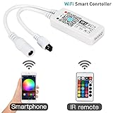 Litake WiFi Wireless LED Smart Controller for 3528 5050 LED Light Strips, Free App Working with Android and IOS System Mobile Phone, Comes with a 24 Keys Remote Control