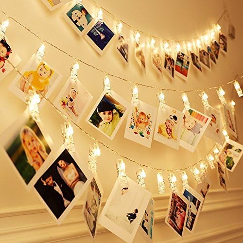 40 LED Photo Clip String Lights Battery Powered Fairy Twinkle Lights, Wedding Party Christmas Home Decor Lights for Hanging Photos, Cards and Artwork (16Ft,Warm White)