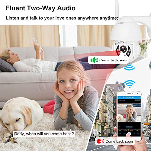 CTVISON Outdoor PTZ 2.4G WiFi Security Camera, Wireless HD 1080P Pan/Tilt Surveillance CCTV IP Camera with 4MM Lens/Two Way Audio/Night Vision/Motion Detection/ IP65 Weatherproof - Thumbnail 3