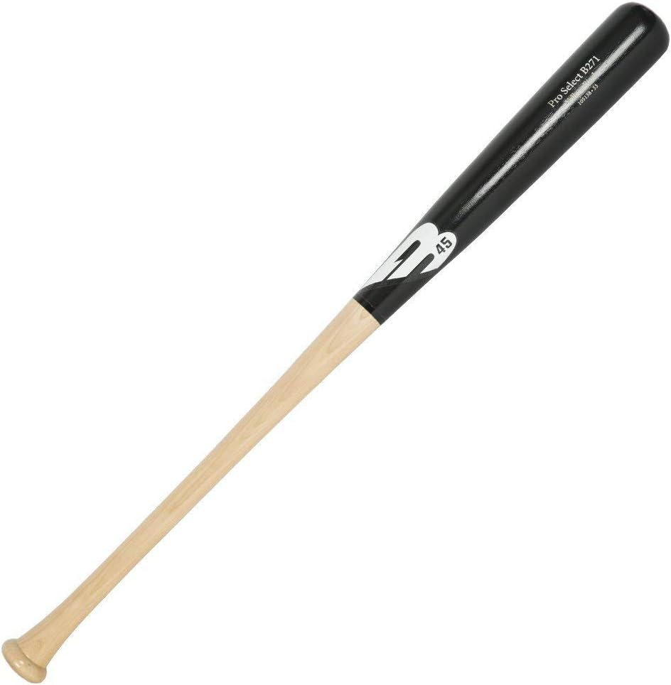 B45 Baseball Bat B271 32 Inch - 34 Inch Handcrafted from Pro Select Yellow Birch Wood (Varnished Handle/Black Barrel, 32 inch)