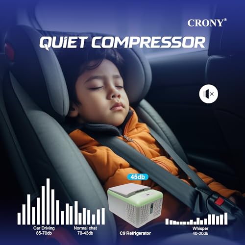 CRONY C9-9L Portable Car Refrigerator Fast Cooling Fridge Outdoor 12V/24V DC 100~240V AC for Camping Travel Road Trip RV Truck Boat Camper