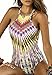 Women's One Piece Tropical Tribal Print Swimsuit High Neck Backless Bathing Suit,Multicoloured,Large