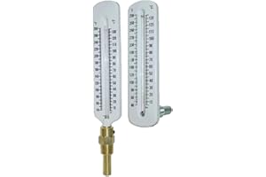 PIC Gauges 162F 40°/280° F Temperature Range Red Liquid Filled Thermometer w/ Bottom 1/2" Male NPT, Brass Well, Thermowell, 5" Scale, 2" Stem Length