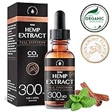 Organic Hemp Oil Extract for Pain & Stress Relief (300MG), Cinnamint Flavor, Full Spectrum, Blended with Organic Hemp Seed Oil for Optimal Absorption, CO2 Cold Extracted, Kosher, Non-GMO, 1oz