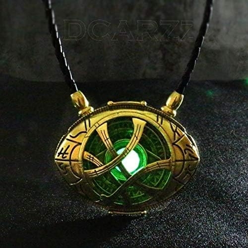 maket HOT Doctor Strange Necklace Glow in Dark Eye Shape Antique Bronze 6cm4.3cmPendant with Leather Cord Movie Cosplay Jewelry(Gold,Necklace)