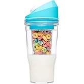 Jalzdieod Portable Plastic Cereal Cup for Breakfast Easy to Carry to Go Cereal and Milk Container