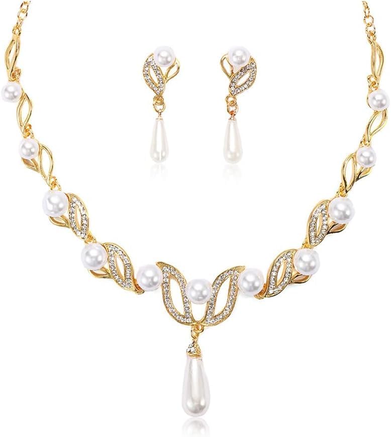 TOFBS Pearl Necklace Earrings Jewellery Set for Women Girls Bridal Jewelry Set Pearl Choker Set Weddings Party Birthday Anniversary Christmas Mothers Day Valentine's Day Gifts (#5)