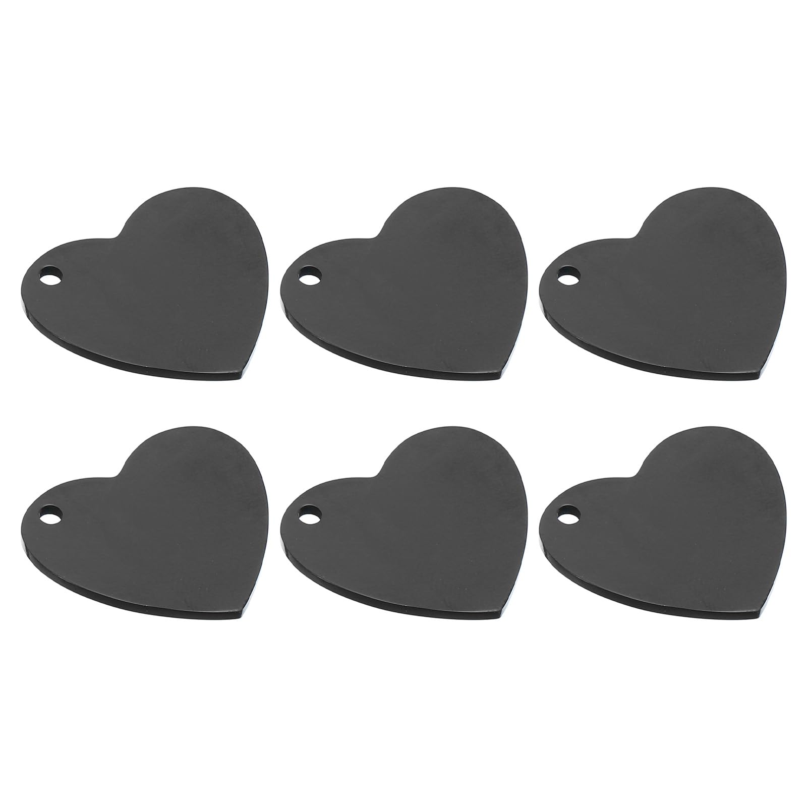 PATIKIL 6pcs Heart Charm, 35mm Heart Pendant Metal Stamping Blanks Tags 304 Stainless Steel Blank Stamping Tags Pendant for Laser Engraving, Black