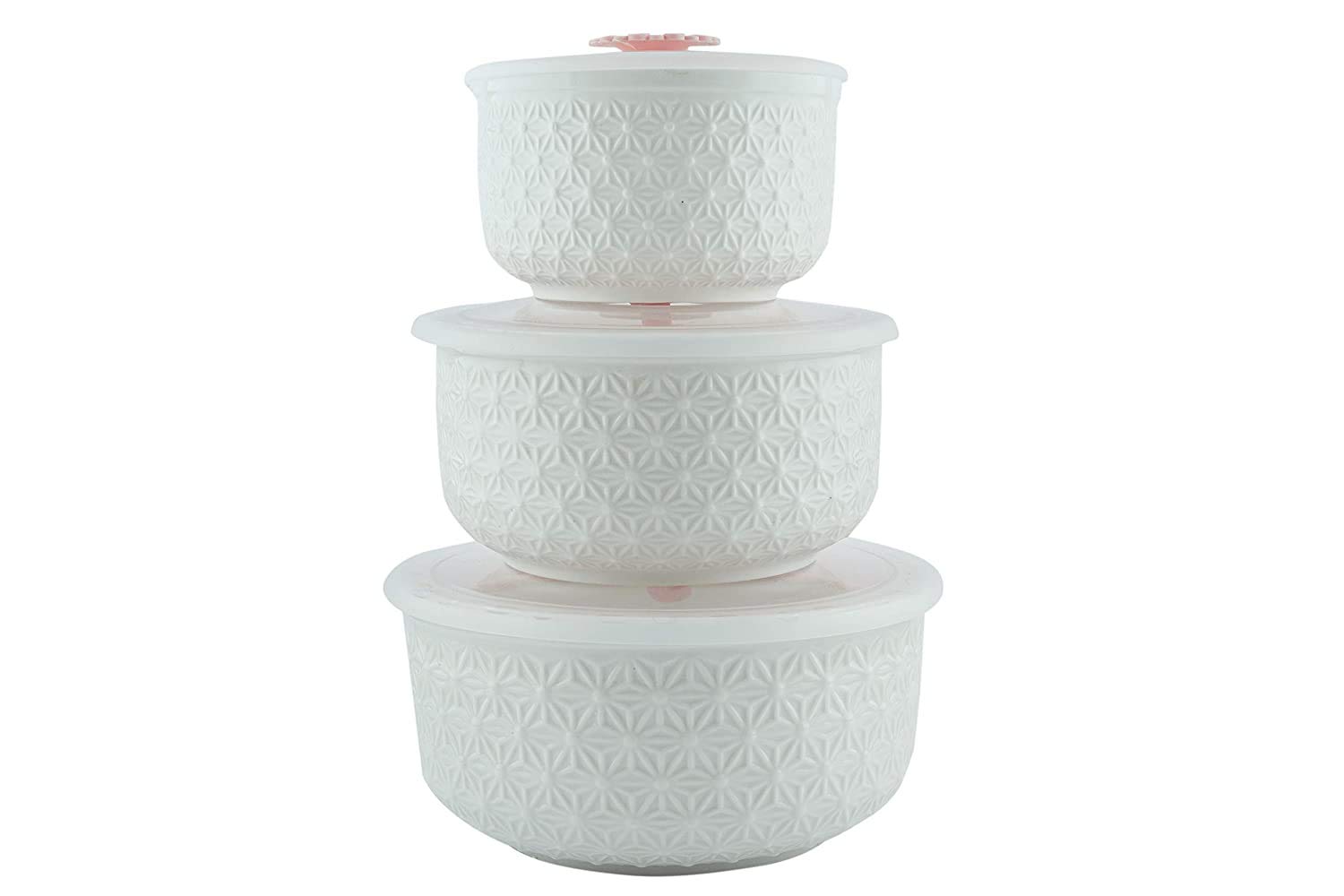 Buy STANDARD ZONE Ceramic Serving Bowl Set with Flower Lid 3 Pieces