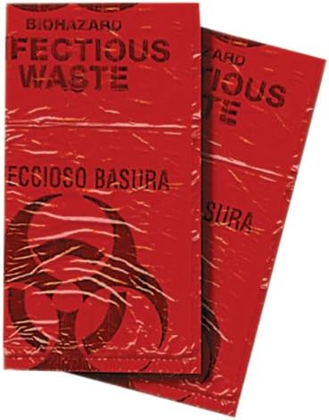 First Voice BHAZ01-50 Biohazard Waste Disposable Bag, 7-10 gallon Capacity, 24" Length x 24" Width, Medium, Red (Pack of 50)