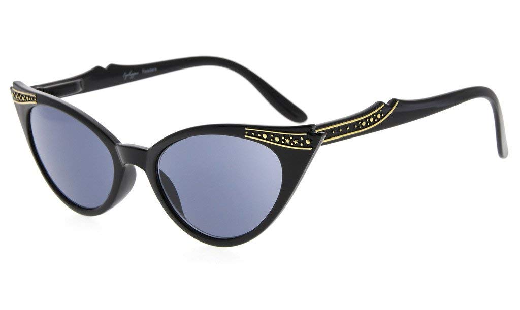 Eyekepper Cateyes Womens Full Tinted Reading Glasses Sunshine Readers (Grey Lens, 3.00)