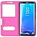 Samsung Galaxy S8 Case Genuine Leather Ultra Thin Samsung Galaxy S8 Cover Flip Case Window View Stand Feature Magnet Closure Phone Case for Samsung Galaxy S8 by Make mate (Rose red)