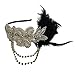 Tinksky Retro Black Feather Headpiece Flapper Chain Flower Hairband Great Gatsby Headband 1920s for Fancy Dress Party Dress-up Accessories - Wedding Valentine's Day gift