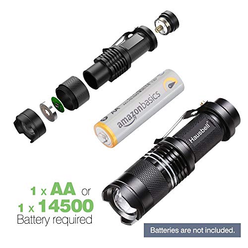 HAUSBELL Flashlights, Handheld Flashlights, 7W Mini LED Flashlights, Tactical Flashlights, Zoomable, High Lumen, Water Resistant, 3 Light Modes for Camping, Hiking, Kids, Outdoor 6 Pack