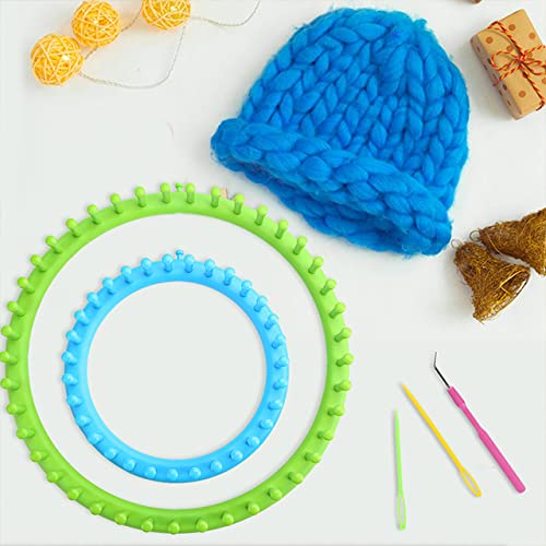 VGOODALL 5PCS Round Knitting Loom Set Circular Loom Set with 4 Skeins Acrylic Yarn for Hat Scarf Shawl Sweater Sock Knitter