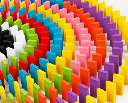 120pcs 12 Colors Standard Wooden Dominos Blocks Set,Kids Game Educational Play Toy, Racing Toy Game, Building and Stacking Toy Blocks