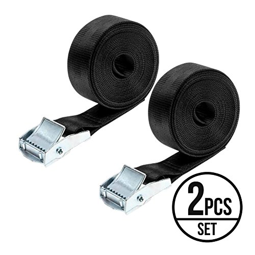 Go Lashing Strap | 2pcs 8 ft Tie Down Straps for Kayaks Canoes and Roof-Mounted Cargo | Durable Polyester with Alloy Buckle Secure Luggage Load Organizer with Teeth Clamp Mechanism | Black | 838.3