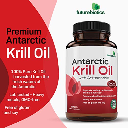 Futurebiotics Antarctic Krill Oil with Omega3s EPA, DHA, Astaxanthin and Phospholipids 100