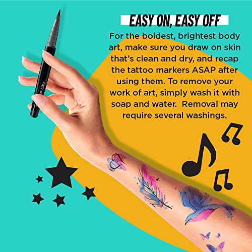 BIC BodyMark Temporary Tattoo Markers for Skin, Watercolor Effects