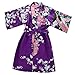 JOYTTON Girls' Satin Kimono Peacock Flower Robe for Spa Party Wedding Birthday
