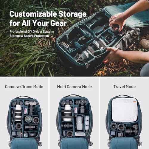 PGYTECH 2 in 1 Wheeled Photography Backpack, Trolley for Camera/Tripod Camera, Professional/Reflex/Mirrorless/Travel, Suitcase and Rainproof Compatible with 17 Inch Laptop