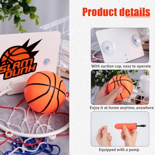 Shindel 4PCS Bathtub Basketball Hoop, Bath Toys Shower Toys for Kids Suction Cup Basketball Hoop Mini Basketball for Toddlers Gift