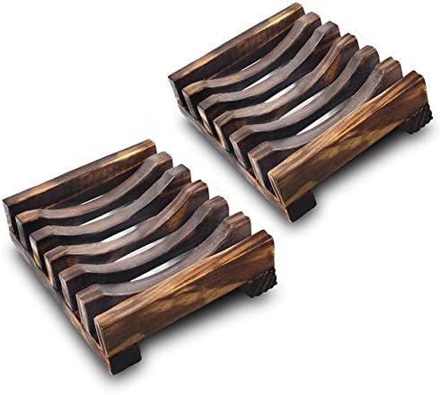 Saying 2 Piece Bathroom Wooden Soap Case Holder Sink Deck Bathtub Shower Dish Soap Box with Drainage Grid and Holder for Kitchen Sink Countertops
