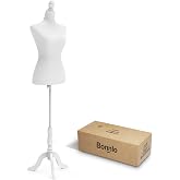 Bonnlo Female Dress Form Pinnable Mannequin Body Torso with Wooden Tripod Base Stand (White, 6)
