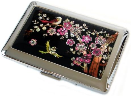Amazon Co Jp 螺鈿細工 ピンク色の花柄 梅 ステンレススチール シガレットケース タバコケース 煙草入れ シューズ バッグ