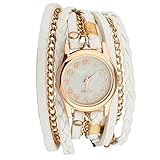 Lux Accessories Woven Chain Link Wrap Around Bracelet Analog Sports Quartz Wrist Watch
