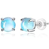 Hypoallergenic Moonstone Stud Earrings 925 Sterling