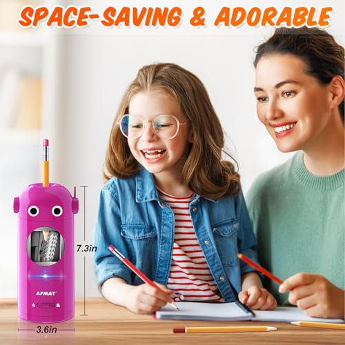 AFMAT Electric Pencil Sharpener for Colored Pencils 7-11.5mm, Auto in & Out, Fully Automatic Rechargeable Hands-Free Pencil Sharpener, Purple, RB