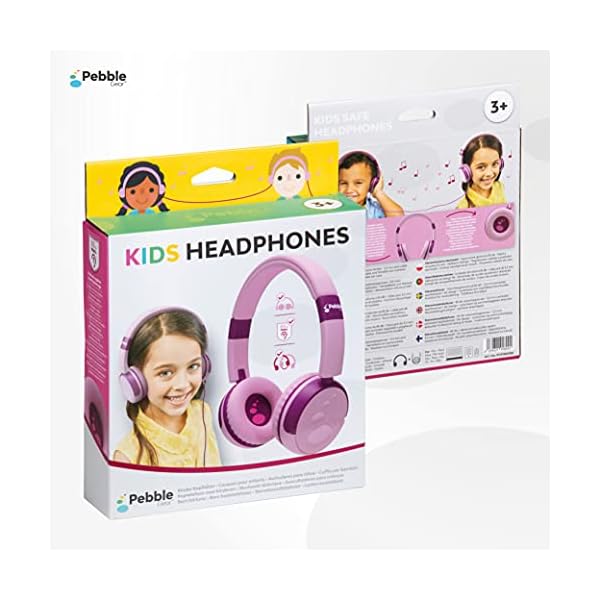 Pebble-Gear-Childrens-Headphones-Pink-Stereo-Kids-Headphones-35-mm-Jack-Cable-85-dB-Volume-Limiter-Adjustable-and-Foldable-Headset-Washable-Ear-Cups-Music-Sharing-Function-3D-Design Pebble Gear Children's Headphones Pink - Stereo Kids Headphones, 3.5 mm Jack Cable, 85 dB Volume Limiter, Adjustable and…