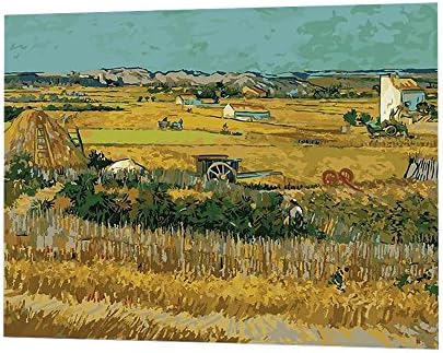Diy oil painting paint by number Linen canvas Non-toxic environmental pigment living room Bedroom decoration 50x40cm (Van Gogh harvest)