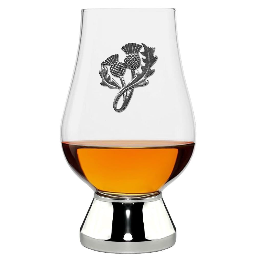 English Pewter Company Glencairn Whisky Glass 200ml with Pewter Scottish Thistle Badge and Base [WGP026]