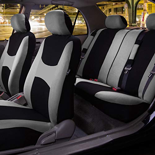 FH Group Car Seat Covers Full Set Cloth Universal Fit, Automotive