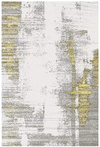 FABAX Rug Soft and Delicate Imitation Silk Carpet Nordic Simple Rectangular Abstract Rug Bedroom Living Room Decorative Rugs Carpet (Color : Gold, Size : 160x240cm)