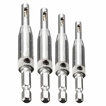 Generic DHDL-4pcs Self Centering Hinge Drill Bits Set Door Cabinet 5/64" 7/64" 9/64" 11/64" Sliver