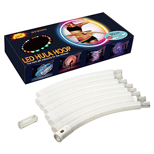LED Hula Hoop Weighted Dance & Fitness Glow Light Up Hoola Hoops for Adults and Kids, 24 Color Strobing Changing LED Light, 8 Section Detachable Design, Portable Hula Hoops 36" (batteries not include) - Thumbnail 6