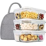 DAS TRUST 3 Pack Bento Box Glass Meal Prep